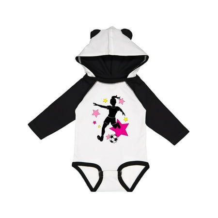 

Inktastic Girl Playing Soccer- Pink and Yellow Stars Gift Baby Girl Long Sleeve Bodysuit