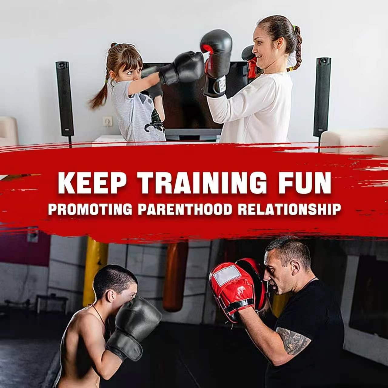 Deep Dream Kids Adjustable PU Leather Boxing Gloves Kit with Headgear, Hand Wraps, Mouth Guards for Boxing Workouts, Black, 6 oz, 14 Piece