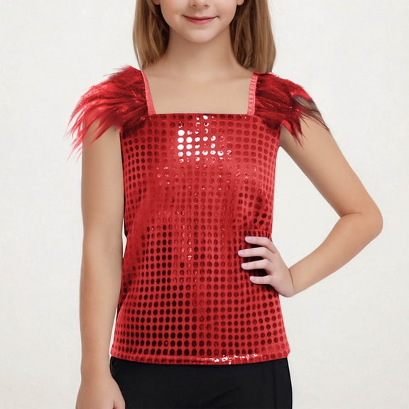 piuwrlz Summer Sleeveles Wide-StrapTank Tops Kids Girls Boys Lightweight Sports Vest Round Neck Pullover Red Size 5 Years