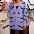 thumbnail image 2 of Halloween Cardigan Sweaters for Women Plus Size Fall Winter Loose Casual Long Sleeve Button Down Outerwear Coat #02 Purple Size XL, 2 of 7
