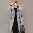 thumbnail image 7 of Women's Long Hooded Winter Coat Slim Fit Quilted Puffer Jacket Grey XXXXL, 7 of 7