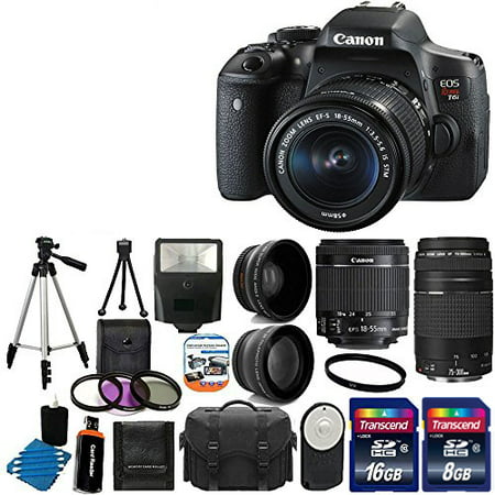 Canon EOS Rebel T6i 24.2MP Digital SLR Camera Bundle with Canon EF-S 18-55mm f/3.5-5.6 IS STM [Image Stabilizer] Zoom Lens & EF 75-300mm f/4-5.6 III Telephoto Zoom Lens and Accessories (18 (Best Canon T5i Accessories)