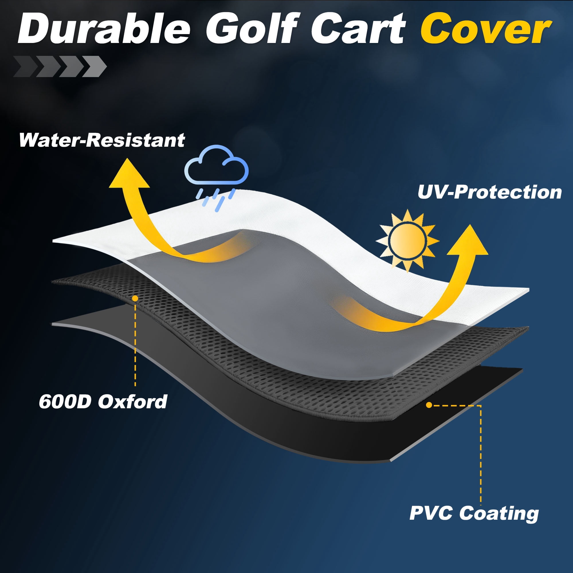 Unique Bargains Golf Cart Cover Waterproof for Yamaha 4+2 Passenger Cart