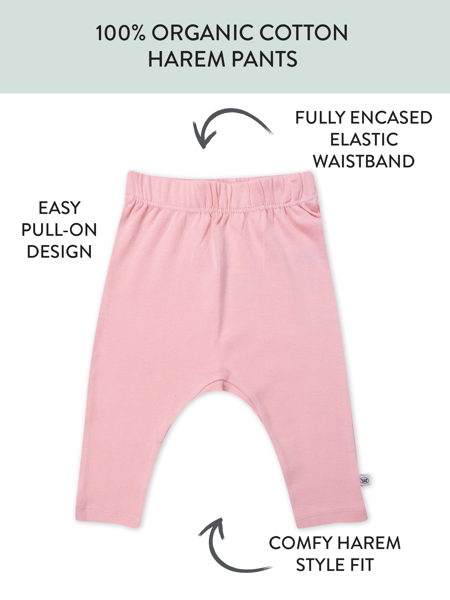 Honest Baby Clothing Organic Cotton Boy or Girl Footless Harem Pants, 2-Pack, Newborn to 24 Months