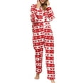 thumbnail image 4 of Women's Christmas Hoodie One-piece Pajamas Fleece Women's Fawn Snowflake Printed One Piece, 4 of 9