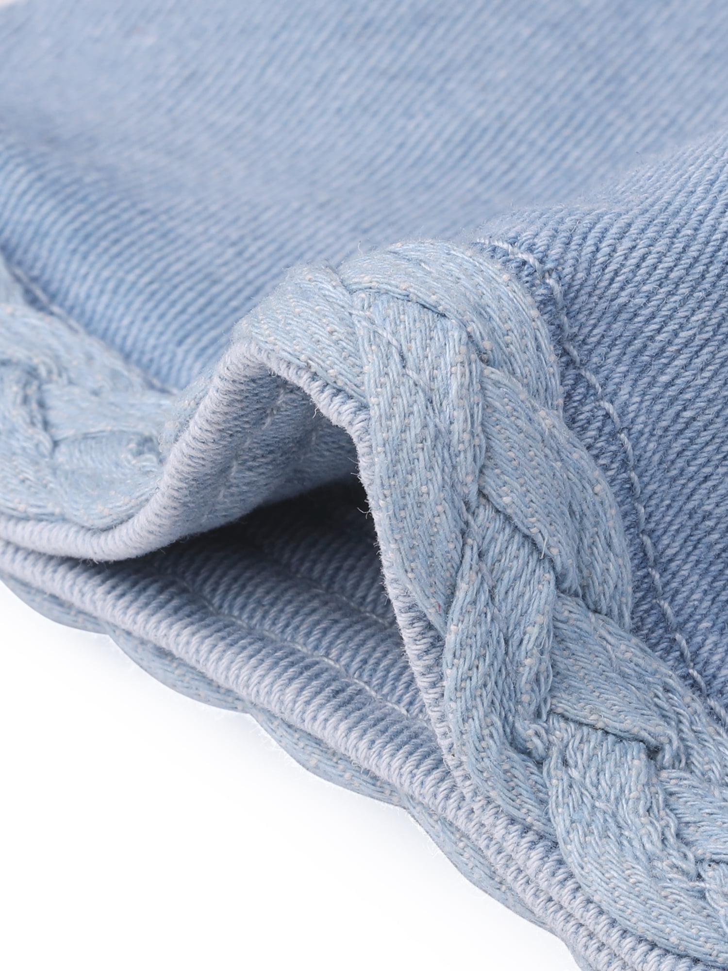 DARING DIVA Women's Collarless Long Sleeve Open Front Cropped Jean Jacket XS Light Blue