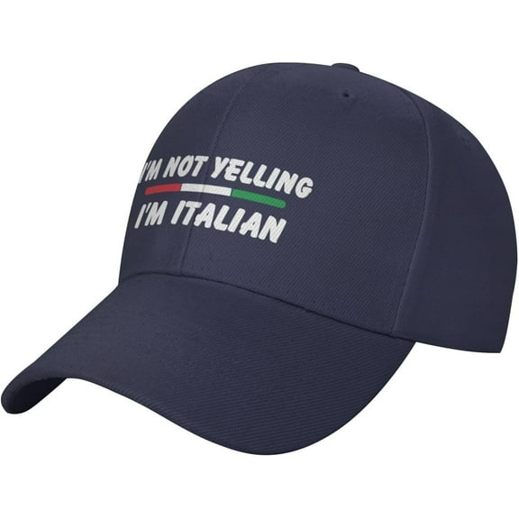 Wikjxiz I'm Not Yelling, I'm Italian Hat Black Baseball Cap Men Women Adjustable Sports Sunhat Fashion Dad Hat