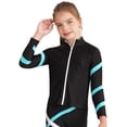 thumbnail image 4 of CHICTRY Girls Long Sleeve Athletic Coat Tops Teens Juniors Stripes Zipper Front Sports Jacket Blue Green 10, 4 of 7