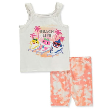 

Baby Shark Girls 2-Piece Bike Shorts Set Outfit - white 2t (Toddler)