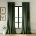 thumbnail image 2 of Olive Green Velvet Curtains 90 inches Long, Pinch Pleated Blackout Drapes with Hooks, Thermal Insulated Pinch Pleat Panels for Bedroom Living Room, 2 Panels, 2 of 7