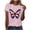 Pink, variant on Women's Patriotic US Flag Butterfly Wing Graphic Top - Independence Day Round Neck Casual Tops​ White XXXL