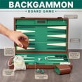 thumbnail image 3 of Queensell 15 Inch Backgammon Set for Adults, Faux Suede Leather Backgammon Board Game with 32 Pieces, Dice Cups, Travel Backgammon Set, 3 of 9