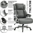 thumbnail image 4 of Big and Tall Office Chair 400lb with Lumbar Support, High Back Executive Leather Office Chair, Wide Computer Desk Chair with Tilt Lock and Swivel Rubber Wheels for Work, Study, Game, 4 of 9