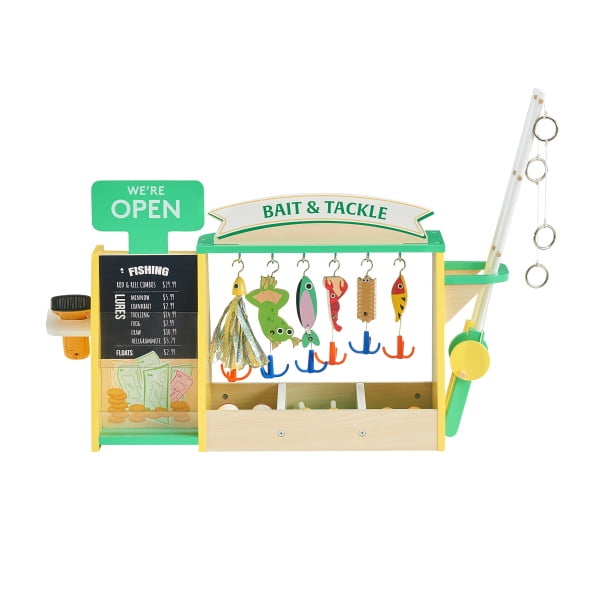 Teamson Kids My Little Helper Boutique de Pêche et Ensemble d'Accessoires de 26 Pcs, Vert/jaune