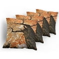 thumbnail image 5 of Ambesonne Landscape Throw Pillow Cover 4 Pack, Old Tree Botany Wood, 18", Orange Brown, 5 of 7