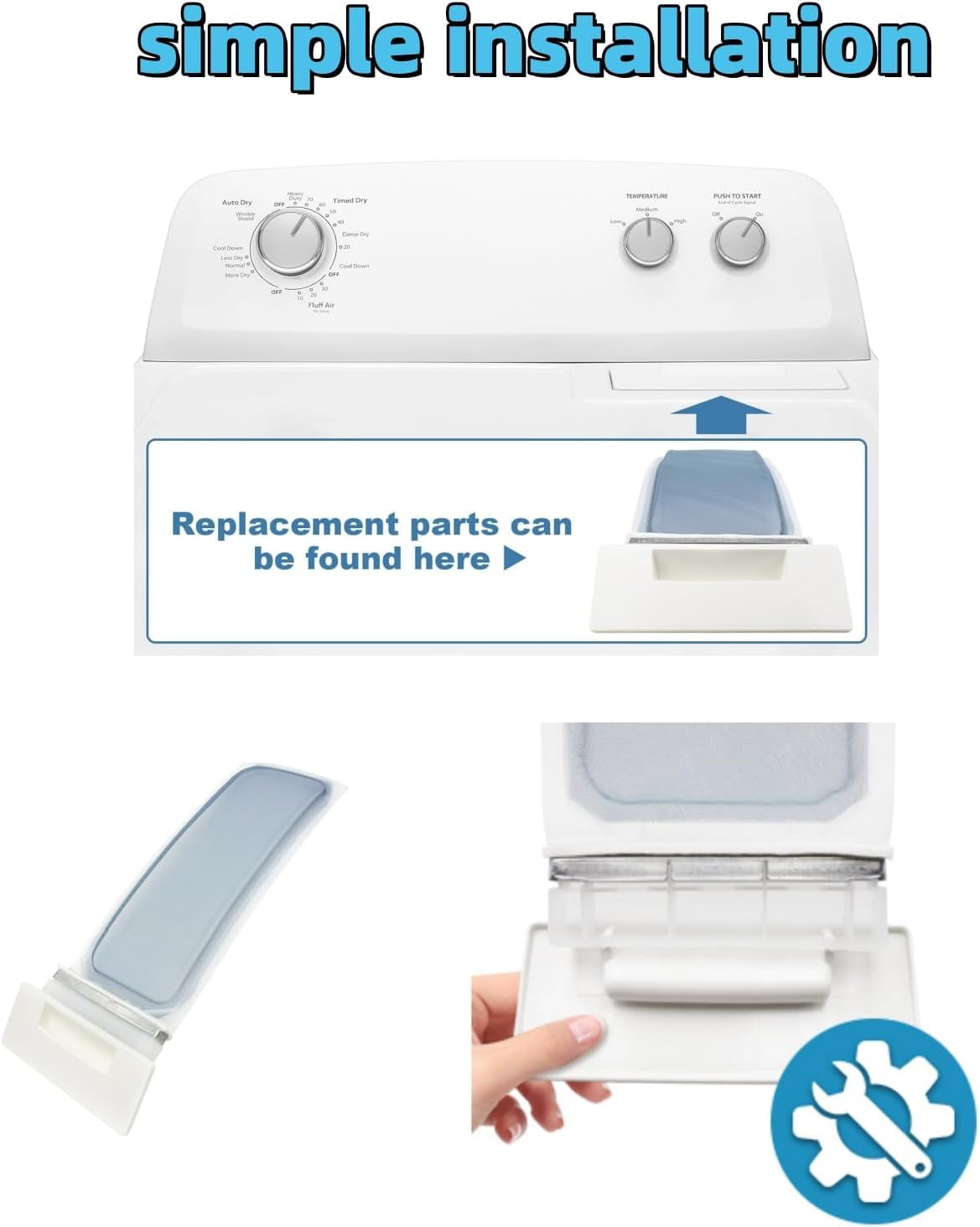 Durable Dryer Lint Screen Filter Replacement, Exact Fit Lint Trap Compatible with W10717210 W11778253 8557882 W10641634
