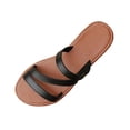 thumbnail image 2 of Xdegoge Slides Sandals Women Open Toe Multi Thin Straps Flat Sandals Square Toe Plain Slip On Slides Casual Minimalist Beach Vacation Slippers, 2 of 9