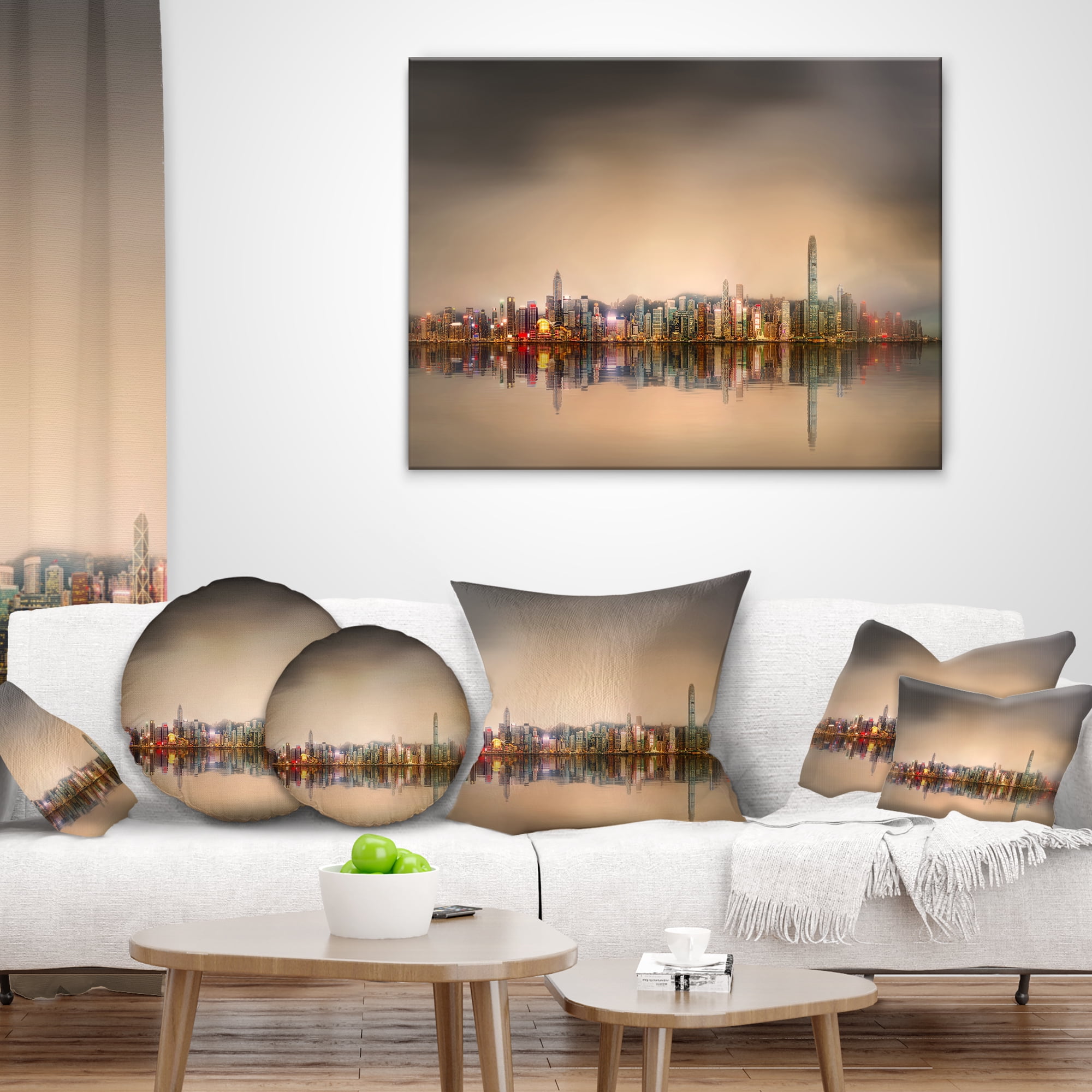 Designart Singapore Financial District Skyscrapers - Cityscape Throw Pillow - 18x18