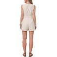 thumbnail image 3 of Summer Romper for Women Striped Sleeveless V Neck Button Down Short Jumpsuit with Belt S Khaki, 3 of 6