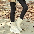 thumbnail image 6 of Women Winter Faux Leather Anti Skid Magic Tape Warm Mid Calf Snow Boots Shoes, 6 of 7