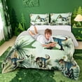 thumbnail image 3 of meiyoeat dinosaur Alphebat A Full Size Comforter Sets,Tropical Botanical Print Bedding Comforter Set,Light Gray Reversible,3pcs,1 Comforter and 2 Pillowcases, 3 of 7