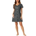 thumbnail image 2 of INSPIRE CHIC Women's Pajamas Short Sleeve V Neck Button Decor Mid Length Sleepwear loungewear Nightgown L Polka Dots, 2 of 6