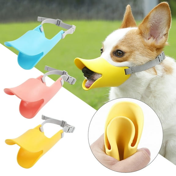 Dog Muzzle, Mouth Cover Silicone Dog Anti Barking Chewing,Cute Duck Shape,Anti bite Adjustable Loop Pets Muzzle (Small, Medium,Large)