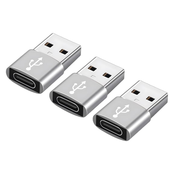 GJX 3Pcs Usb C to Usb Adapter,Efficient Usb to Usb C,Multi-Device Noise-Canceling Usb C to Usb,Silver