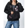 thumbnail image 3 of xiaxaixu Women's Hooded Sweatshirt Jacket Cartoon SkullStar Pattern Zip Up Fall Coat Streetwear, 3 of 9