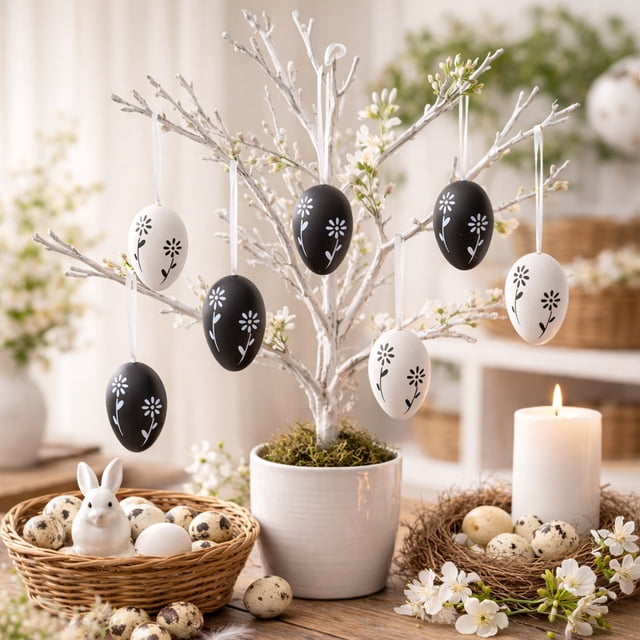 CaiYueKe 6 Pcs Easter Eggs Hanging Decorations Plastic Ornaments Party Supplies Holiday Scene Arrangement Home Decor Festive Creative Broken Eggs Pendant