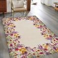 thumbnail image 2 of Area Rugs 2.7'x5', Spring Lavender Carpet for Living Room Bedroom Dining Room, Watercolor Floral Daisy Botanical Retro Beige Throw Kitchen Rugs Non Slip Washable Rectangle Indoor Outdoor Rugs, 2 of 8