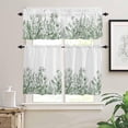 thumbnail image 2 of Green Flowers Kitchen Curtains and Valances Set, Rod Pocket Curtains Tier Farmhouse Window Curtains 24 Inch Length, Botanical Floral Plants Retro Farmhouse 3 Piece Kitchen Curtains Set, 2 of 6