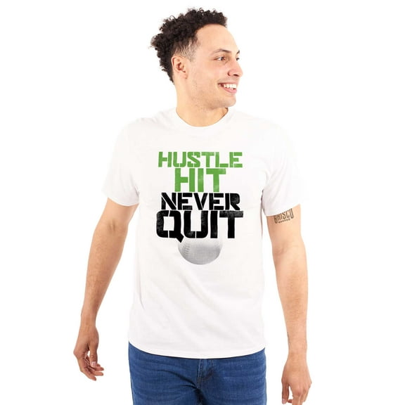Hustle Hit Never Quit Sports Attitude Men's Big & Tall Crewneck Graphic Tee Brisco Brands 2X