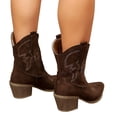 thumbnail image 5 of EKVAHL Women's Mid Calf Western Cowboy Boots, Faux Suede Low Block Heel Booties, Embroidery Country Concert Outdoor Daily Walking Boots Brown, 5 of 5