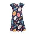 thumbnail image 4 of LOVZFMLL Fashion Girls' Summer Short Sleeve Ruffled Pockets Round-Neck Printed Dress, 4 of 5
