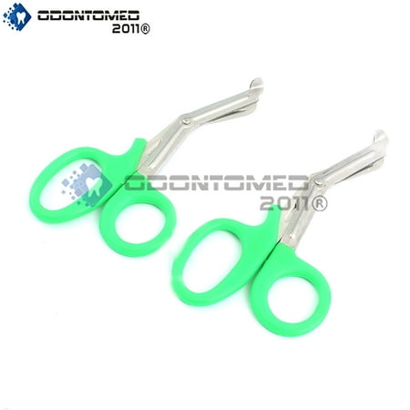 Green First Aid - Odontomed2011® 2 Pcs Paramedic Utility Bandage First Aid Stainless Steel Trauma Emt Ems Shears Scissors 7.25' Green Odm