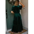 thumbnail image 3 of Ahlaray Elegant Evergreen Velvet Dress: Slenderizing Tiered Maxi, Comfort meets Style, 3 of 8