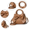 thumbnail image 3 of Modstep Women Mini Crossbody Purses Fashion Bow Leather Top Handle Shoulder Bags with Detachable Strap Ladies Daily Handbags Brown, 3 of 6