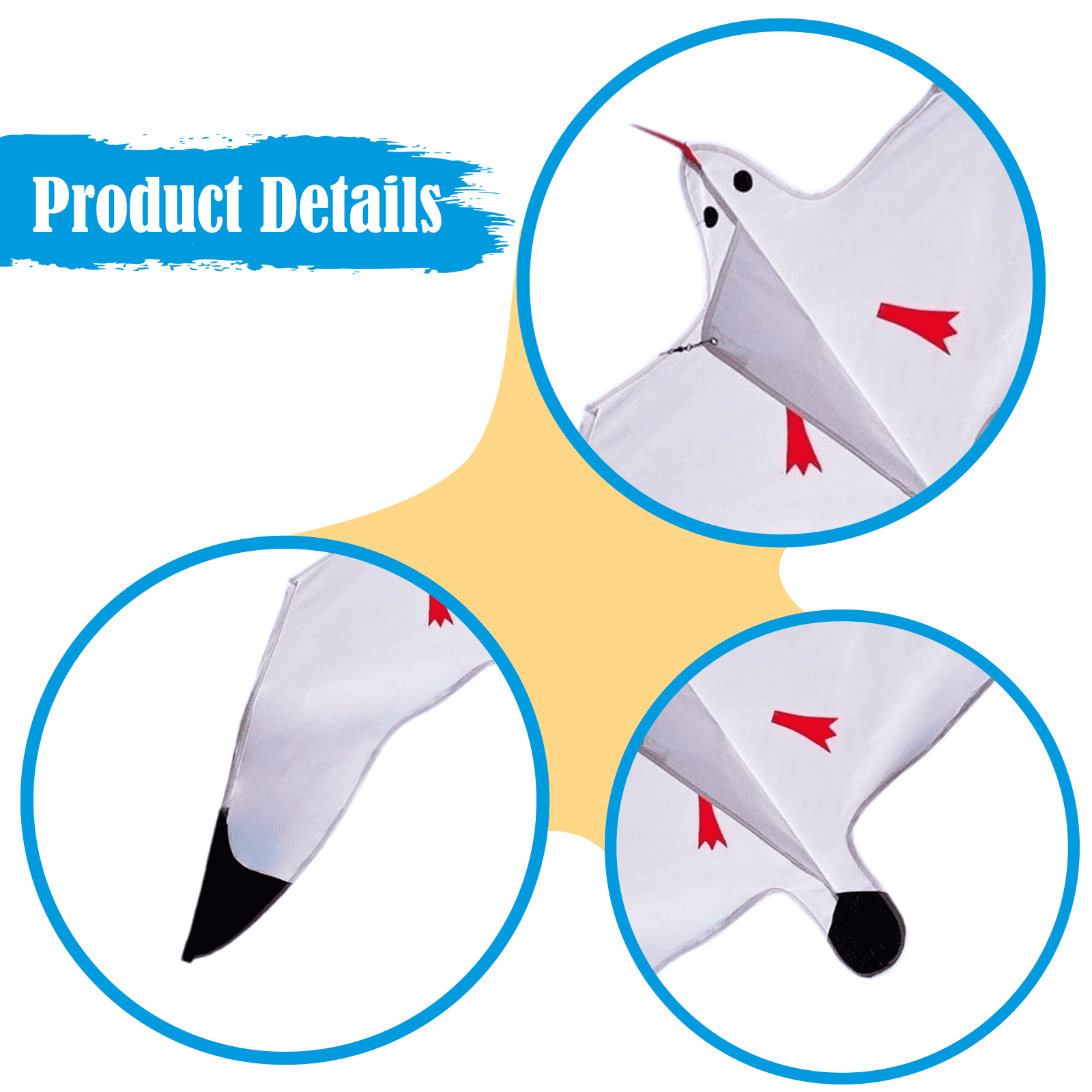 harayaa Seagull Kite Beach Kite Sturdy Easy to Fly Fun Beach Toy and 164ft Kite Line for