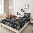 thumbnail image 3 of Castle Fairy Abstract Skull 4-Piece Full Size Sheets,Bohemian Damask Bed Sheets,Chic Flower Lightweight Sheet Sets,Super Cozy Gothic Room Decor, 3 of 6