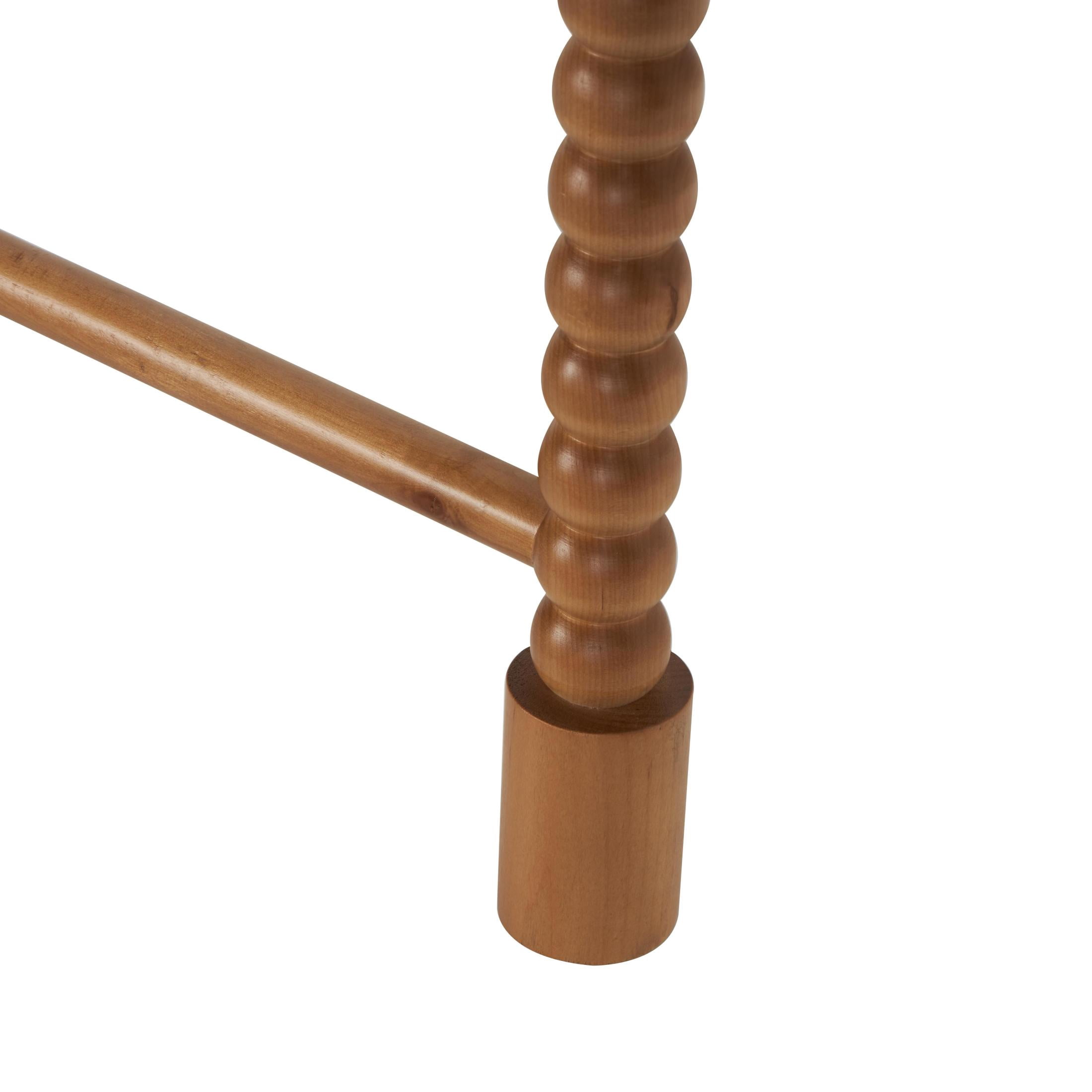 DecMode 17" x 73" Brown Wood Beaded 5 Rung Ladder, 1-Piece