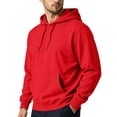 thumbnail image 4 of TQWQT Mens Solid Pullover Hoodie Drawstring Hooded Sweatshirt with Kangaroo Pocket Drop Shoulder Loose Long Sleeve Casual Tops Fall Clothes Red 2XL, 4 of 8