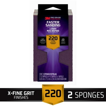 3M™ Pro Grade Precision™ Faster Sanding Sanding Block Sponge 24220PGP-XF-B2, 2.5 in x 4.5 in x 1 in, 220 grit, 2 each/pack