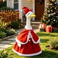 thumbnail image 4 of Cififendec Christmas 23" Porch Goose Costume Set, Red Plush Santa Cape Skirt with Antler Hat Costume for Courtyard Goose Statue Dressing, 4 of 6