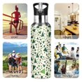 thumbnail image 7 of Yayeee 20oz Insulated Water Bottle Double Wall Stainless Steel with Flip Straw Lid, Green Triangles Pattern, 7 of 7