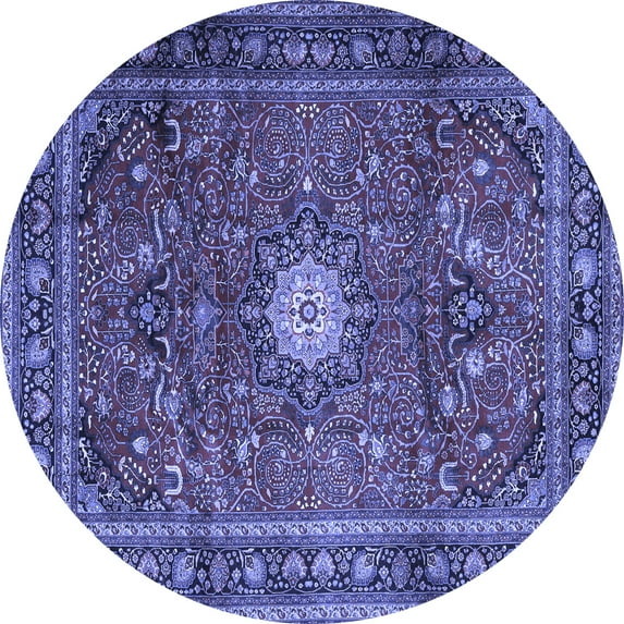 Ahgly Company Indoor Round Persian Blue Traditional Area Rugs, 4' Round