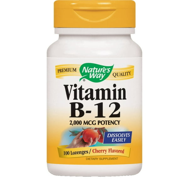 Nature's Way Vitamin B-12 2,000 mcg Potency Lozenges, Cherry flavored, 100 Ct