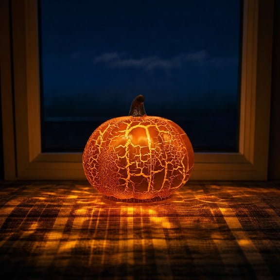 Halloween Glowing Pumpkin Lamp, Halloween Jack O Lantern Pumpkin Decoration with Light Up Design, Pumpkin Ornament for Festive Home Party Holiday Decor