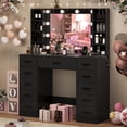 thumbnail image 6 of Vanity Desk with Mirror and Lights, 43" Large Black Makeup Vanity with 11 Drawers & 8 Shelves, Power Outlet & Adjustable LED Lights, Dressing Table for Women & Girls Bedroom, 6 of 8