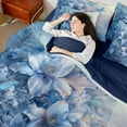 thumbnail image 4 of Manfei Romantic Lily Floral Bedding Comforter Set 7pcs, Plant Botancial King Bedding Sets, Teens Adult Girls Women Reversible Bed Sheets, Lightweight Room Decor, 4 of 7